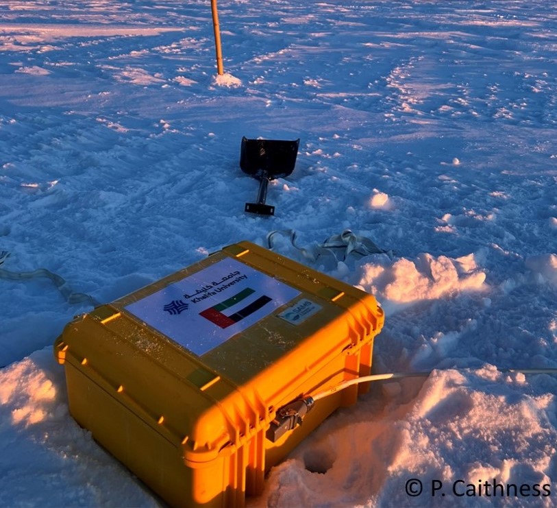Khalifa University Polar Research Center field instrument deployed on Antarctic sea ice